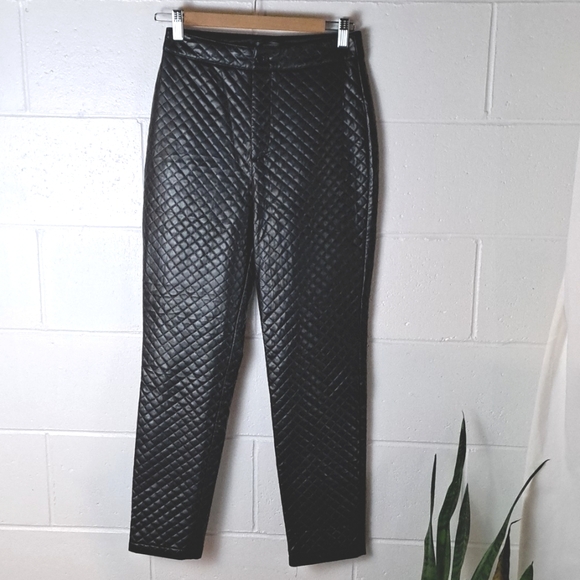 Misguided quilted vegan leather high rise slim pant sz0-2 - Picture 1 of 12